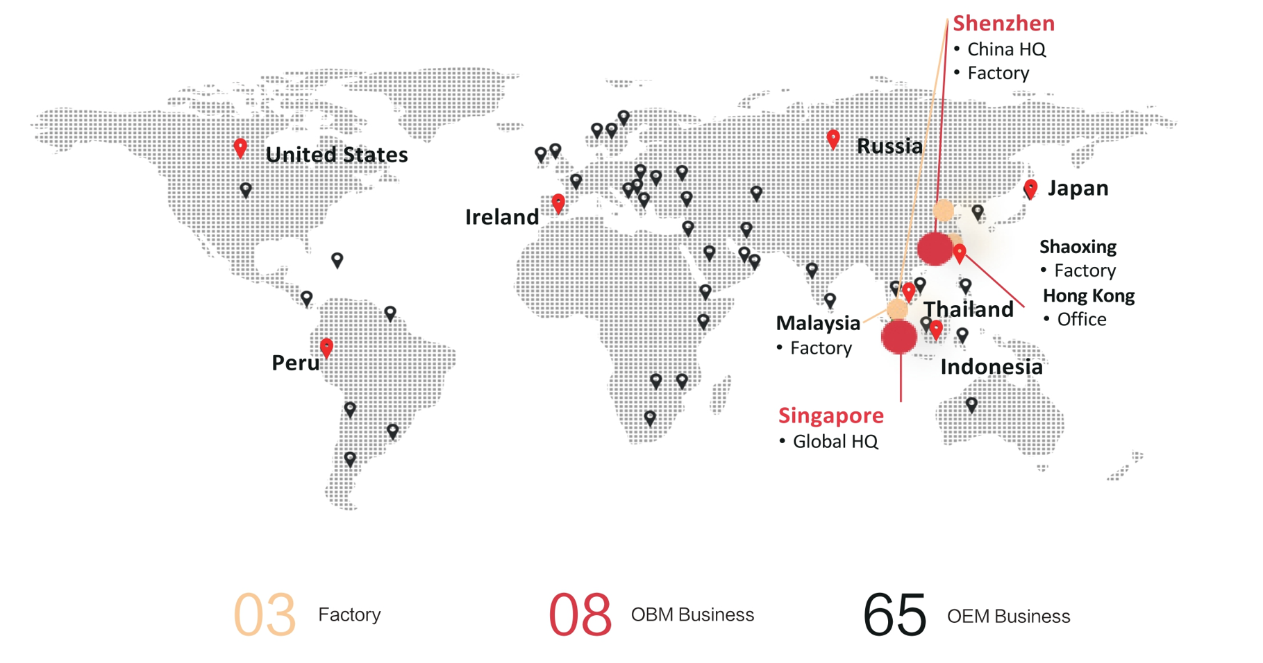 World map showing global presence